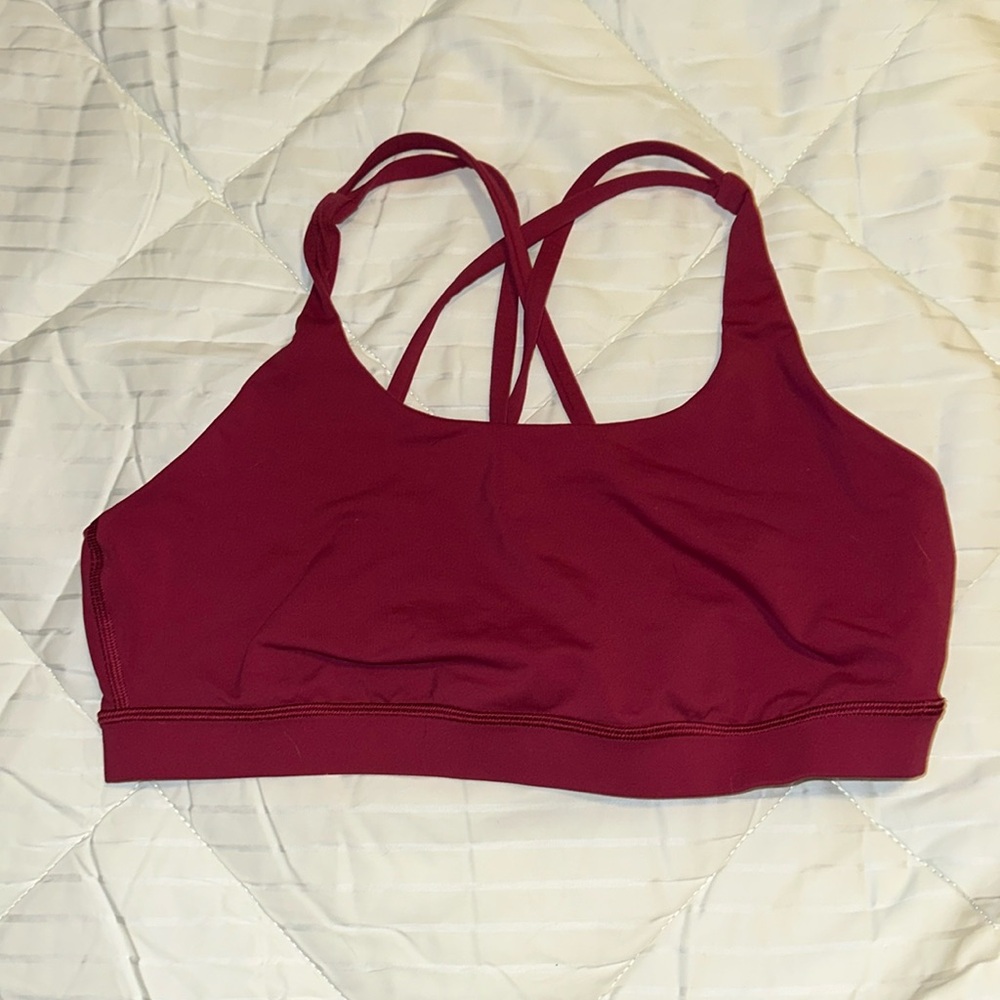 Lululemon maroon energy sports bra women’s size 12